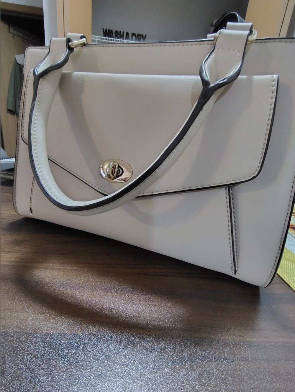 Elegant White Structured Satchel Handbag